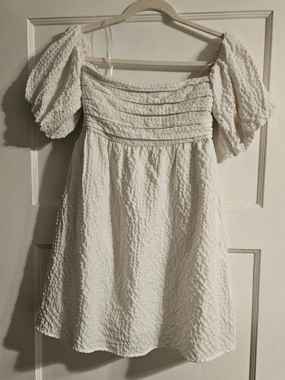 Abercrombie White Textured Off The Shoulder Emerson Skort Dress